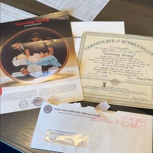 Norman Rockwell 'Growing Strong' Collector's Plate certification no plate